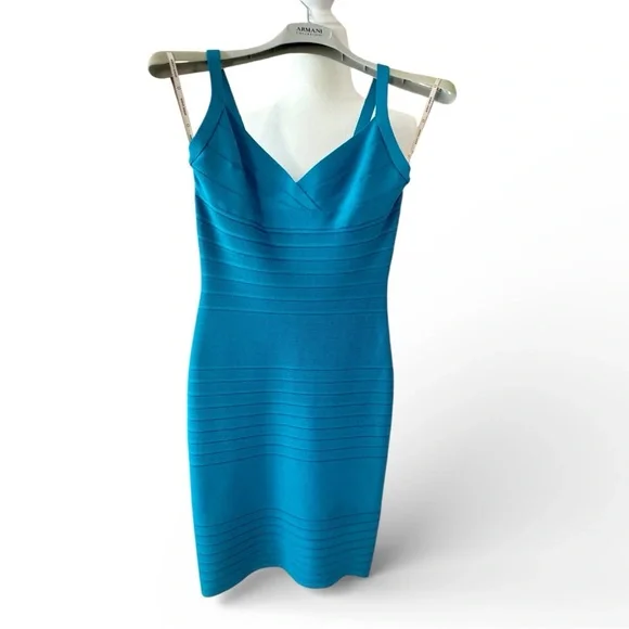 HERVE LEGER Vibrant Blue Mini Dress - Picture 1 of 14